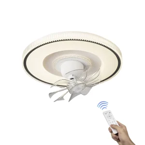 Dimmable 20-Inch LED Ceiling Fan Lamp with Remote Control Modern Design for Home Office