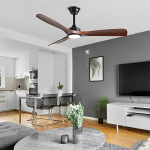 Dimmable LED Ceiling Fan with Light and Remote 52 Inch Industrial Ceiling Fan Energy Saving Ceiling Fan with LED Light