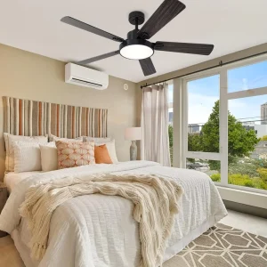 Dimmable LED Light Plywood Ceiling Fan 5 Reversible Blades 0 Lumen Electric Power Source Remote Household Box Included