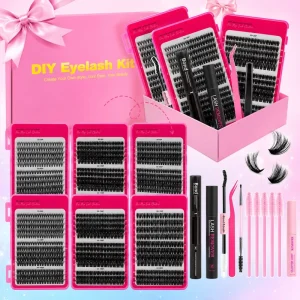 Diy Cluster Lash Book With New Design Fans Volume Cluster Eyelash Extension Fluffy Lash 10D 200D 32 Rows Lash Book