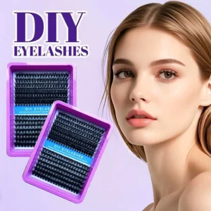 Diy Eyelash Extension Self Grafting Cluster Handmade Natural Thick Heat Bonded Premade Volume Fans 14 Rows 0.07MM