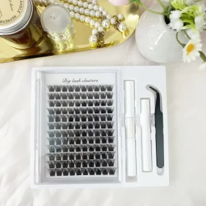 Do It Yourself Handmade Synthetic Hair Cluster Lashes Private Label C Curl Segment Pre Cut Eyelash Extension Kit 10D 20D Fans
