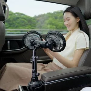 Dopapod G14 Adjustable Arm Expandable Base Car Fans Dual Head Fan Quiet 3 Speed Car Cup Holder Fan