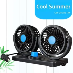 Double Head Vehicle Fan Dual Independent Control Car Fan Shockproof Quiet Circulation Fan for Car Van Camper