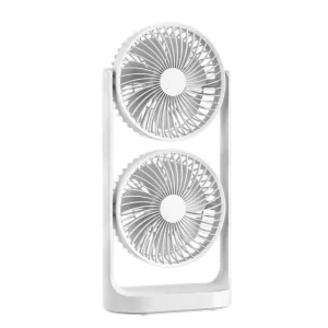 Double Headed Mechanical Control Desktop Fan 3 Speed USB Charged Air Recirculation Fan for Outdoor & Car Use