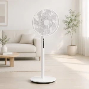 Double-Layer 7-Blade Electric Stand Fan 12″ Quiet Oscillating Pedestal Fan with Remote for Hotel Use