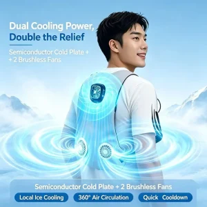 Dual-Effect Semiconductor Cooling Vest 3-Speed Adjustable USB-Powered Low Noise Wearable Air Conditioner for Outdoor Work