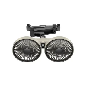Dual Head Car Fan 360° Rotation Multi Angle 3 Speed Noiseless 100mm 6 Blades 3300RPM 3600mAh Battery USB Plug in for Choice