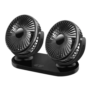 Dual Head Car Fan USB Cooling Fan 360 Degree Adjustable Dashboard Air Circulation Quiet Strong Wind Auto