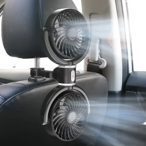 Dual Head Car Fan for Back Seat Cooling 360° Adjustable USB Powered Fast Cooling Fan Universal for All Cars and Trucks
