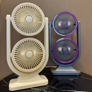 Dual Head Desktop Air Circulation Fan USB Rechargeable Portable Desk Fan With Adjustable Wind for Home and Travel Use