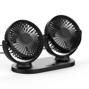 Dual Head USB Car Fans Cooling Air Fan Powerful Dashboard Electric Low Noise 360 Degree Rotatable for Truck Vehicle