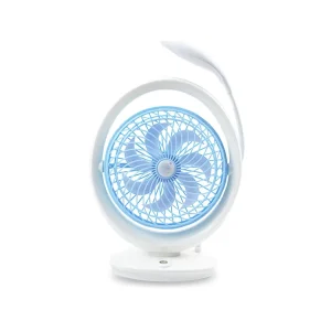 Dual Speed Plastic Table Fan with Light USB & Battery Powered for Home Car Outdoor Hotel & RV Use English Operated