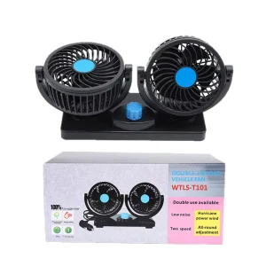 Dual head Household Car mounted Electric Cooling USB powered Fan Oscillating Rotation 12V Delivering Powerful Airflow