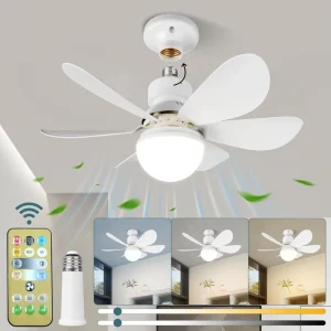 E26 E27 Socket LED Ceiling Fan Light Remote Control 6 Blades 3 Speeds ABS Material Energy Saving Modern Design Kitchen Dimmable