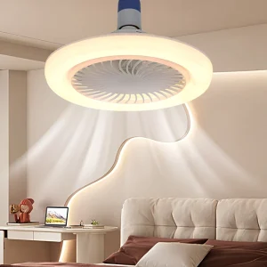 E27 Ceiling Fan Light Bulb 3 Speed 3 Color Dimmable Remote Control Enclosed Blade Low Profile Flush Mount for Bedroom LivingRoom