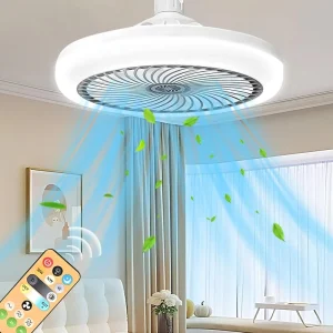 E27 LED Ceiling Fan Light Remote Control Dimmable Mini Ceiling Lamp with Cooling Fan Enclosed Socket Ceiling Fan with Light
