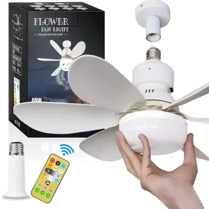 E27 LED Power Saving Ceiling Fan Light with Adjustable Wind Speeds Dimmable Remote