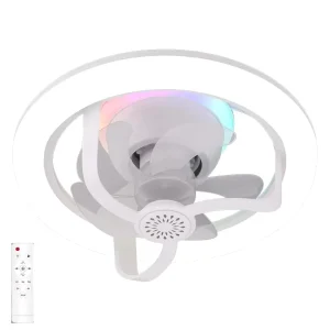 E27 Modern Acrylic 5 Blades Ceiling Fan Bulb with LED Light Remote Control Chandelier RGB Color Dimmable for Bathroom Lighting