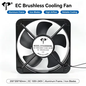 EC 20060 Industrial Fan Axial Flow OEM ODM 100~240V AC EC Brushless Electric Cooler Fan for Cabinet Equipment Ventilation