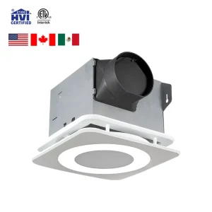 ETL Certified Ceiling Mounted AC DC 80CFM 1.2 Sone Bathroom Ventilation Exhaust Fan with Moisture Sensor and Delay Timer 7 Inch