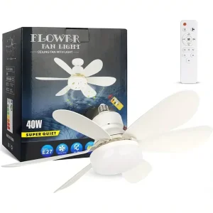 Easy to Install Ceiling Fan with Lights 3 Colors 3000K 6000K Light Bulb Screw in Ceiling Fan for Bedroom Kitchen Office