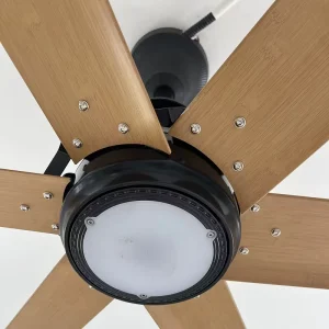 Electric 6 Wooden Pattern Aluminium Blades Big Fan for School Luxury Ceiling Fan for Cafe Axial Flow Fan