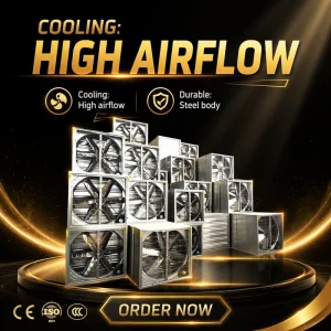 Electric AC Axial Hammer Fan 380V Stainless Steel Blades Ball Bearing Wall Mounted Exhaust Fan Silver