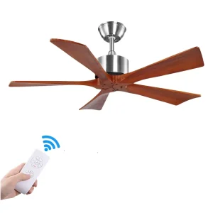Electric AC Motor Air Cooling Fan Remote Control 5 Solid Wood Blades Silence Ceiling Fan for Living Room Hotel Use