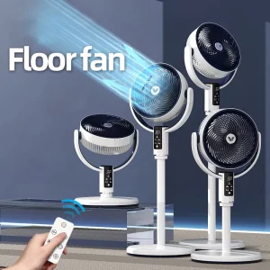 Electric Air Circulation Fan 9000mAh Floor Standing Fan with Night Light Shaking Head Silent Household Vertical Table Fan