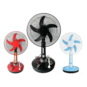 Electric Air Cooling 16″ 12″ Table Desk Fan Free Spare Parts Electricity AC DC Portable Retro Oscillating Metal Table Fan