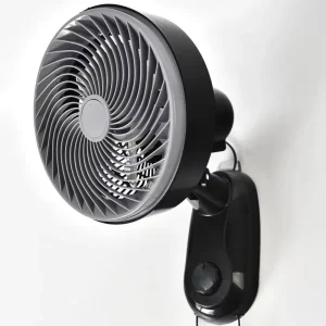 Electric Compact 9 Inch Wall Mounted Fan Digital Control Wide Oscillation High Velocity Remote Control Quiet Operation Plastic