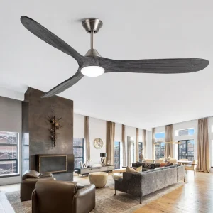 Electric Gray Wood 3 Blades BLDC Remote Control Energy Efficient LED Lighting Quiet 70″ Outdoor Ceiling Fan