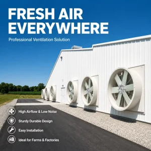 Electric Heavy Duty 400mm Axial Flow Fan 4000m h FRP Weatherproof Ball Bearing Copper Motor Industrial Wall Fan OEM ODM