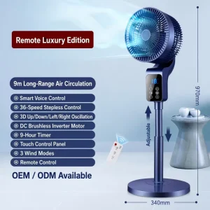 Electric High End Customized Outdoor Floor Fan Remote Control Energy Efficient Adjustable Height for Hotel Use Drying Air