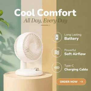 Electric Mini Circulating Portable Oscillating Desktop Circulation Standing Fans Cooling Cordless Home Oscillating Standing Fan