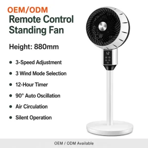 Electric Outdoor Floor Fan Remote Control Adjustable Height for Hotel Use Drying Air