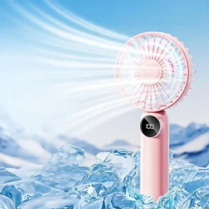 Electric Portable Rechargeable Handheld Fan with 6 Speed Low Noise Car Outdoor Use USB AC Charging Cute LED Design