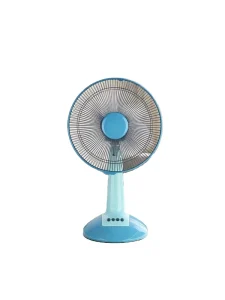 Electric Portable Table Fan Mechanical Control Plastic Construction 3 Speed for Household Office Hotel Garage Commercial RV Use