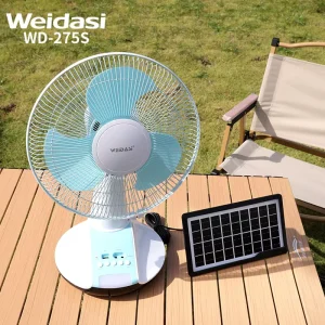 Electric Power Fan 12 Inch Portable Rechargeable Energy Solar Stand Fan AC DC Solar Table Fan