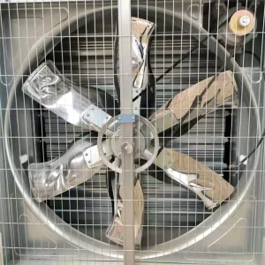 Electric Push Pull Wall Mounted Axial Exhaust Fan 1mm Thickness Hot Dip Galvanized Steel Sheet 1250mm Blade Diameter 1400RPM