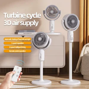 Electric Silent Tower Pedestal Fan Adjustable 7-9.9in Height Air Cooling Plastic Material with Remote Control Box Installation