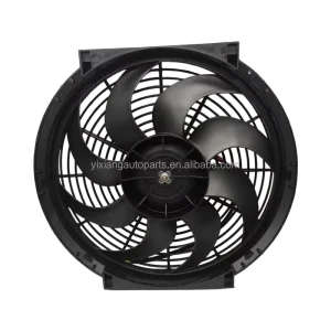 Electric Slim Radiator Cooling Fan W Mounting Kit for Universal 14 inch 130w 24V Curved Leaf Blowing