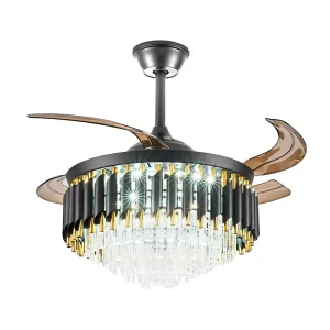 Elegant Ceiling Fan with ABS Plastic Lamp Body LED Lights and Remote Control Crystal Glass Ceiling Fan Lighting