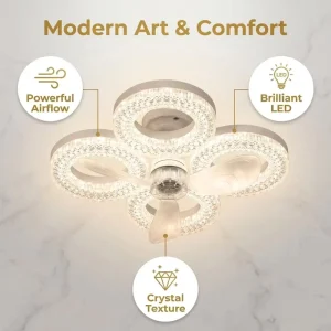 Elegant LED Ceiling Fan Light with Remote Control 3 Speed & Dimmable High Airflow Modern Bedroom & Dining Room Lighting
