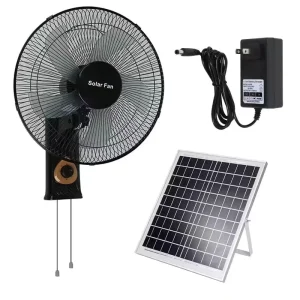 Emergency Outdoor RV Plastic Wall Fan 10-12.9 Inch 5 Blade Battery Powered Electric AC/DC Rechargeable Solar Charging 3 Speed