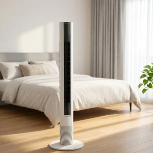 Energy Efficient DC Tower Fan With Remote Control LED Display High Airflow and 15 Hour Timer for Daily Cooling