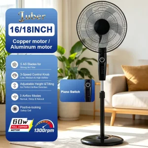Energy Efficient Electric Plastic Mechanical Standing Fan Remote Adjustable Height Oscillating Portable Hotel Outdoor Household