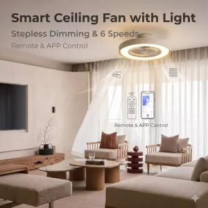 Energy-Efficient LED Ceiling Fan DC24V Motor 6-Speed APP IR Control Reversible Wind 7 Blades Stepless Color Temp 3000-6500K
