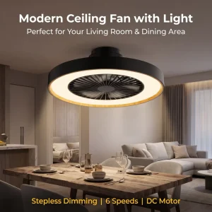 Energy-Efficient LED Ceiling Fan DC24V Motor 6-Speed APP IR Control Reversible Wind 7 Blades Stepless Color Temp 3000-6500K